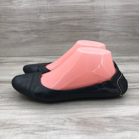 Peter Millar Ballet Flats Womens 8.5M Black Leather Slip On Shoes - Picture 2 of 13